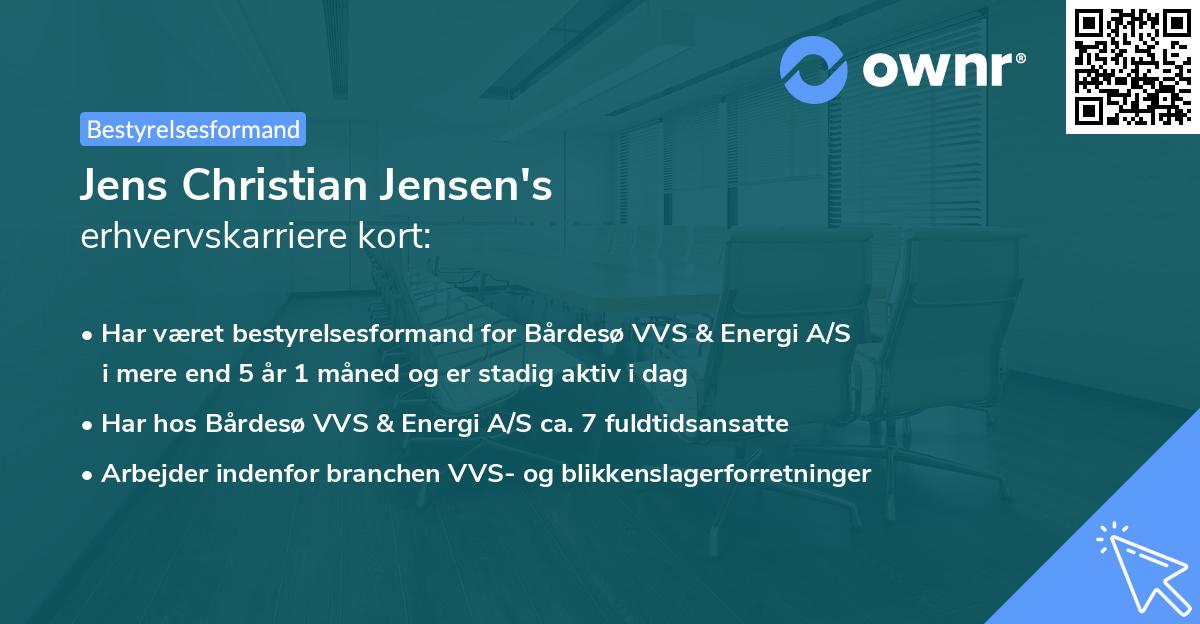 Jens Christian Jensen's erhvervskarriere kort