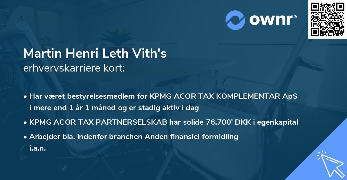 Martin Henri Leth Vith's erhvervskarriere kort