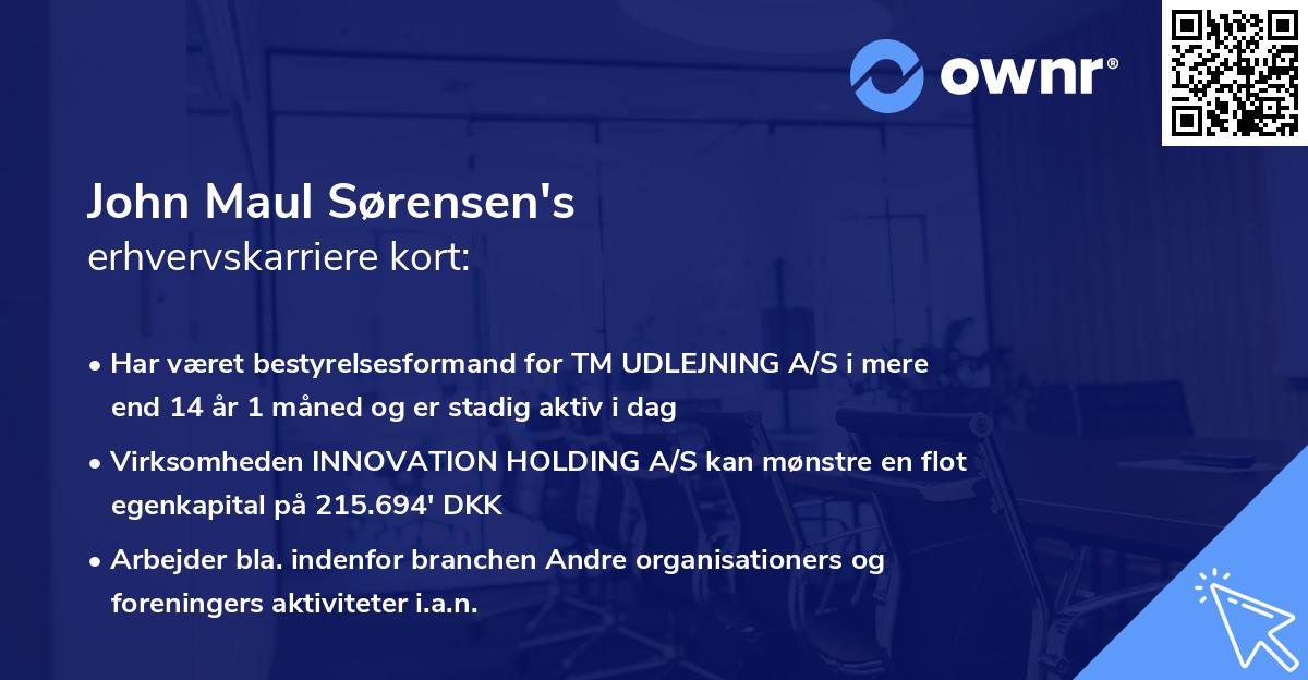 John Maul Sørensen's erhvervskarriere kort