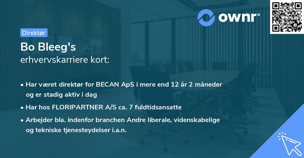Bo Bleeg's erhvervskarriere kort