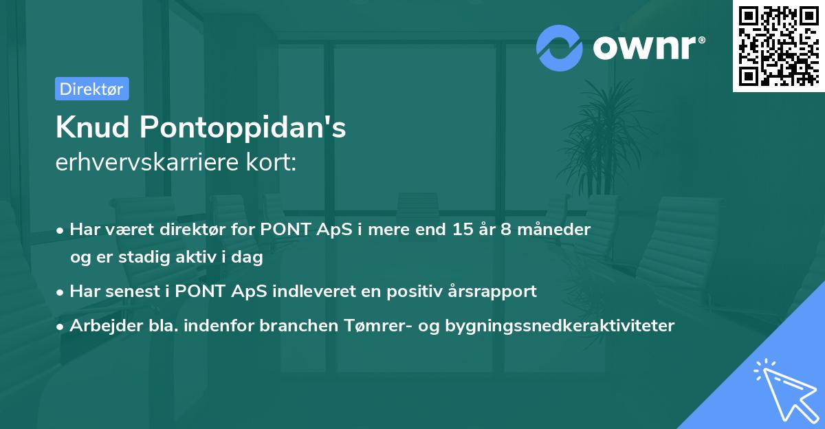 Knud Pontoppidan's erhvervskarriere kort