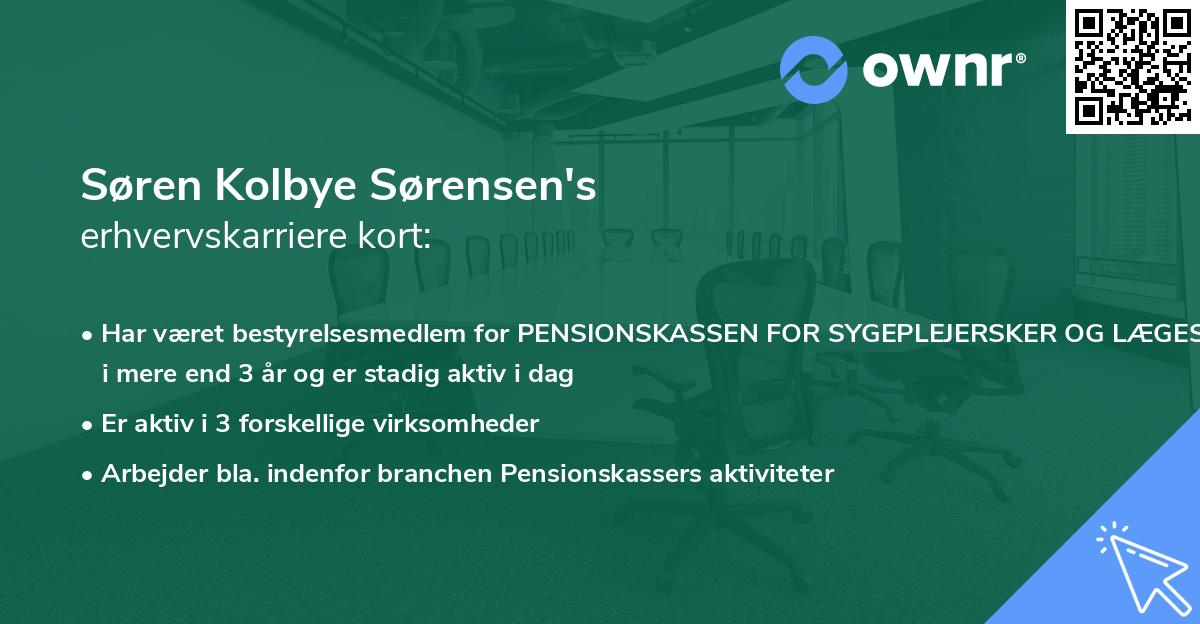 Søren Kolbye Sørensen's erhvervskarriere kort