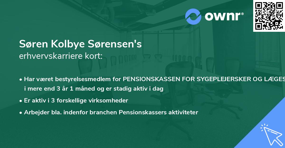Søren Kolbye Sørensen's erhvervskarriere kort