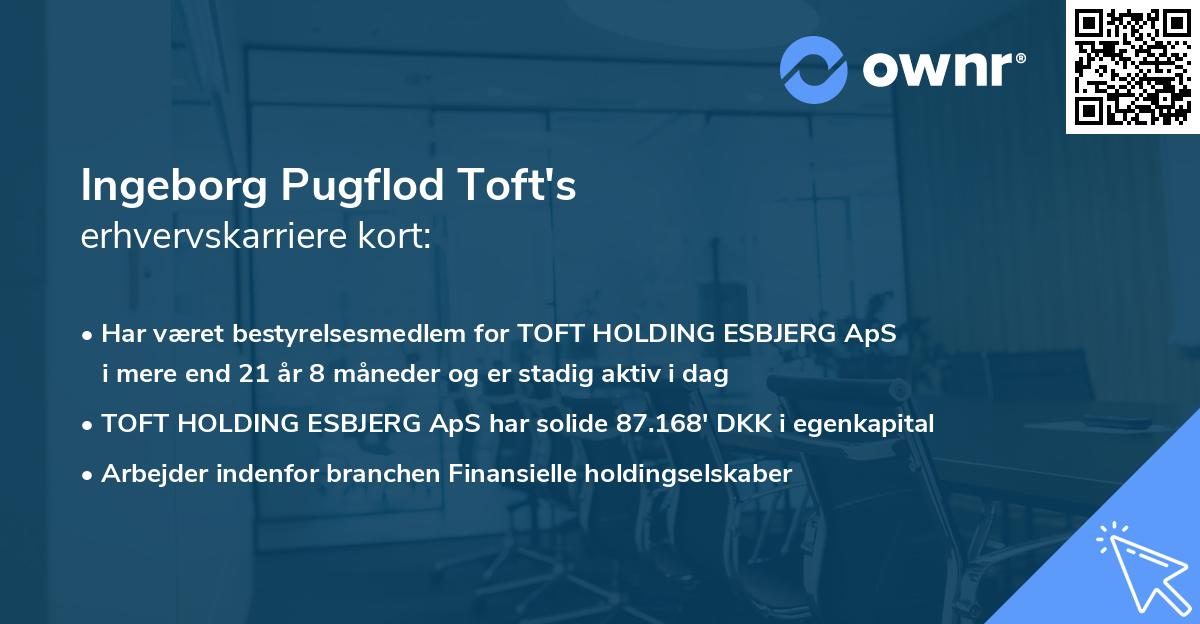 Ingeborg Pugflod Toft's erhvervskarriere kort
