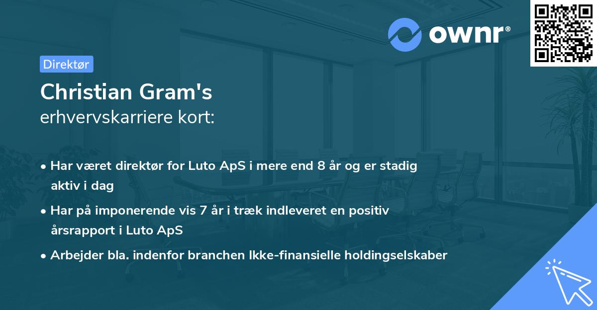 Christian Gram's erhvervskarriere kort