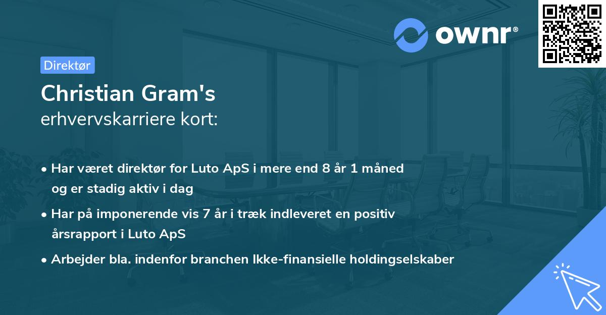 Christian Gram's erhvervskarriere kort