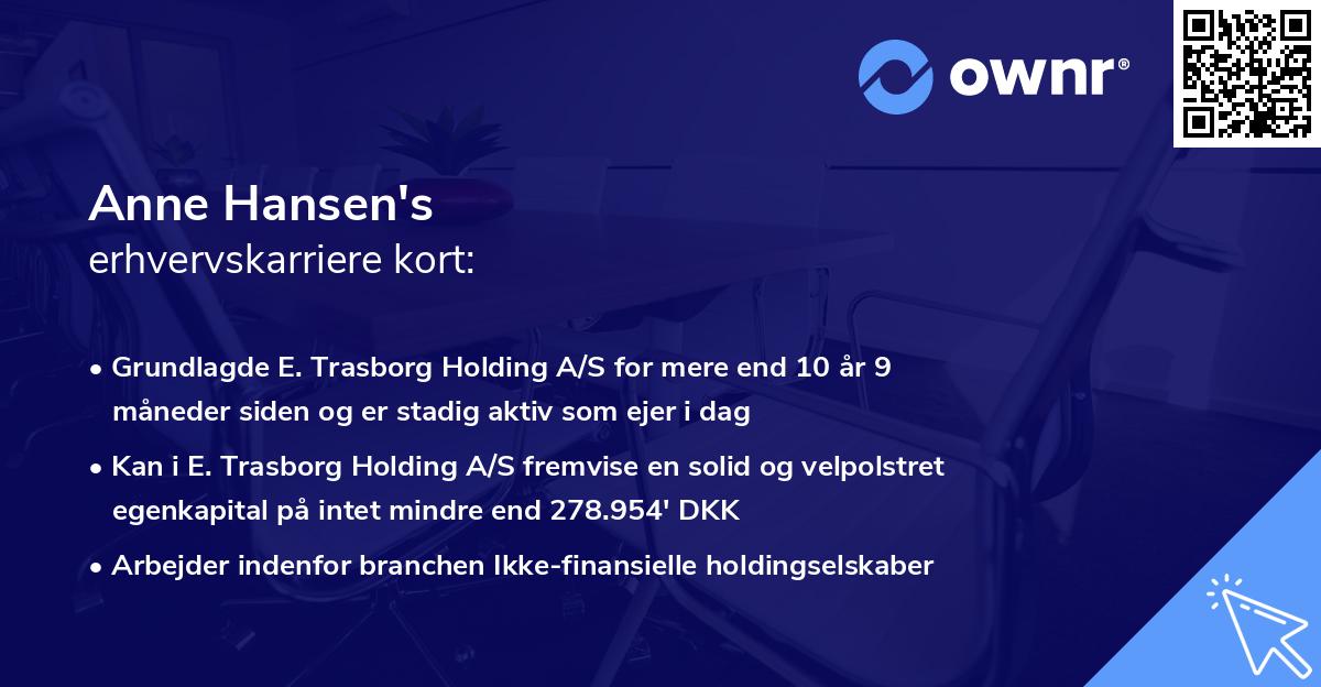Anne Hansen's erhvervskarriere kort