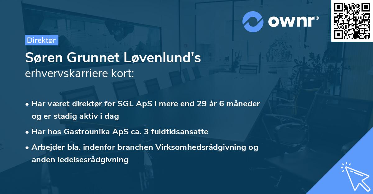 Søren Grunnet Løvenlund's erhvervskarriere kort