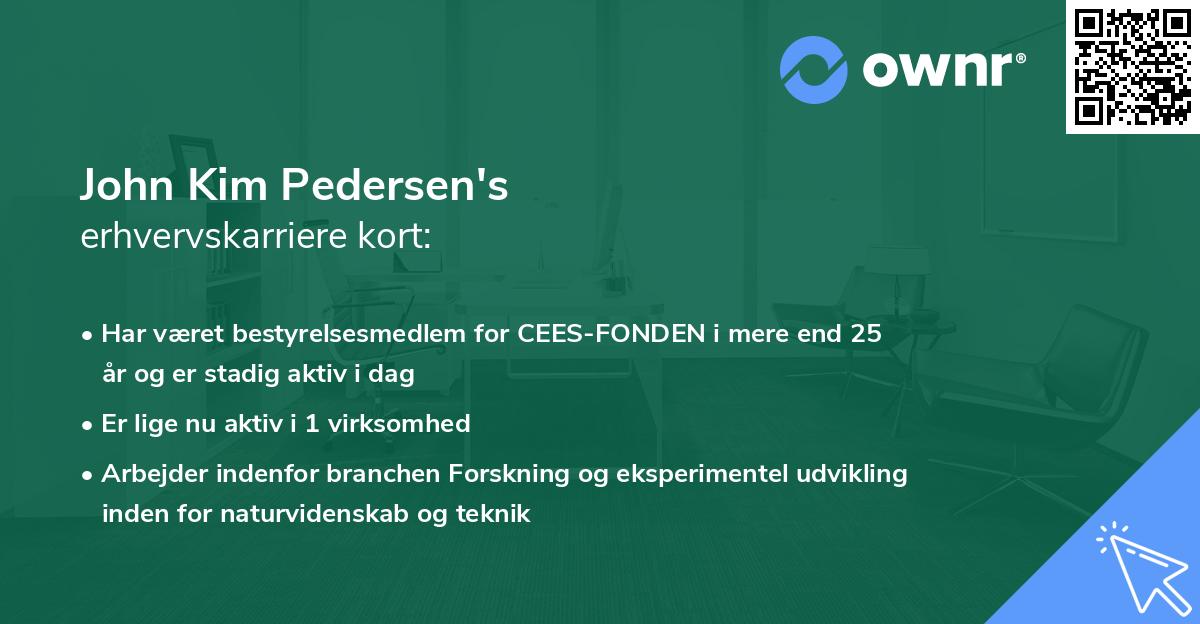John Kim Pedersen's erhvervskarriere kort