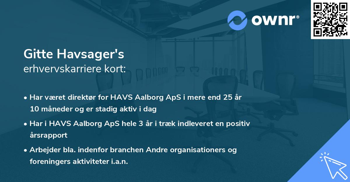 Gitte Havsager's erhvervskarriere kort