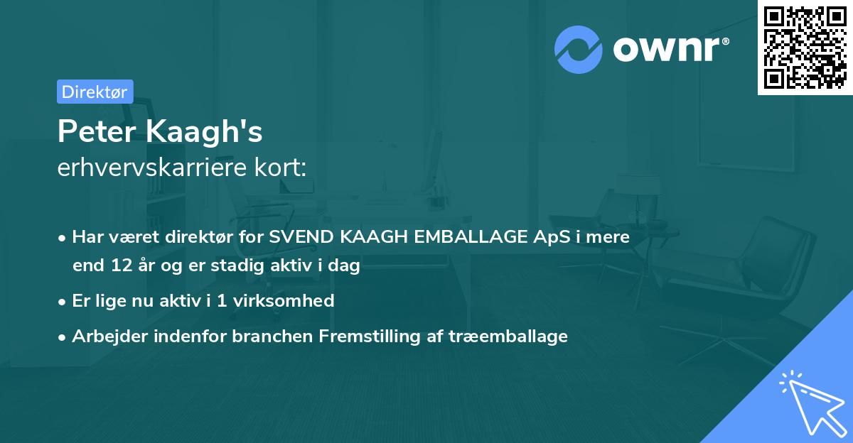 Peter Kaagh's erhvervskarriere kort