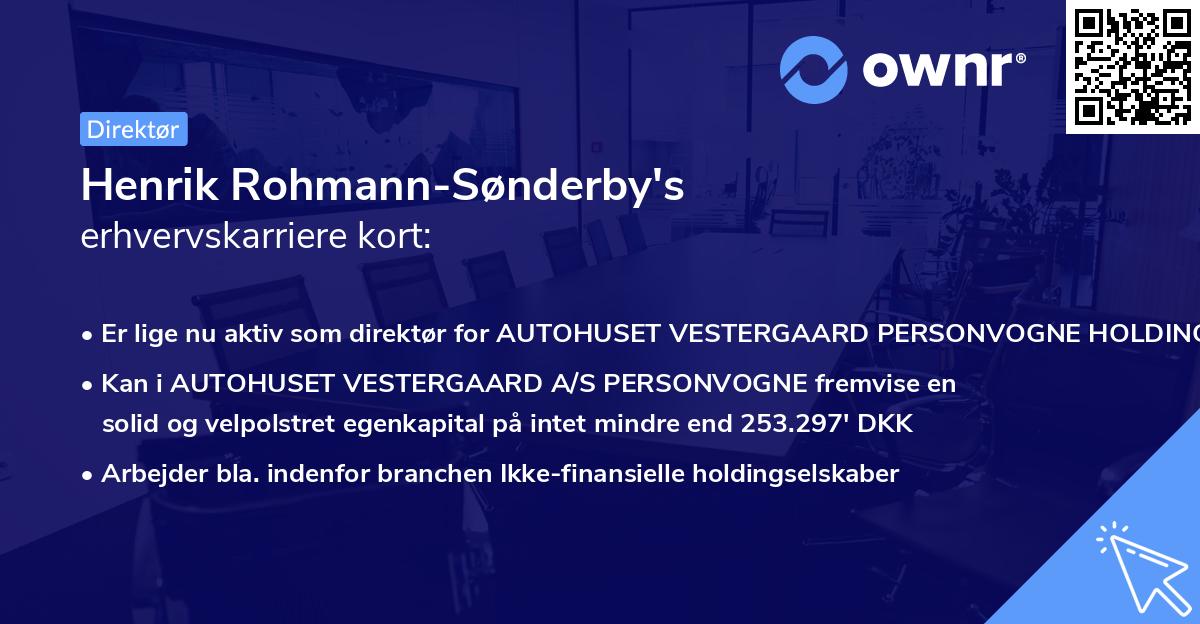 Henrik Rohmann-Sønderby's erhvervskarriere kort