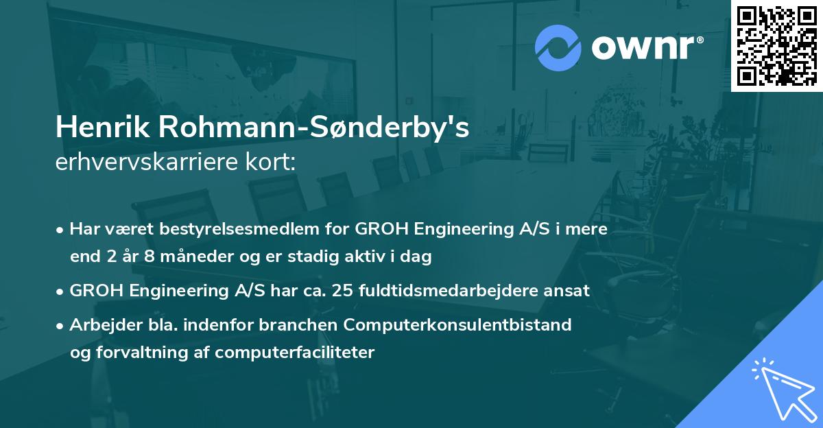 Henrik Rohmann-Sønderby's erhvervskarriere kort