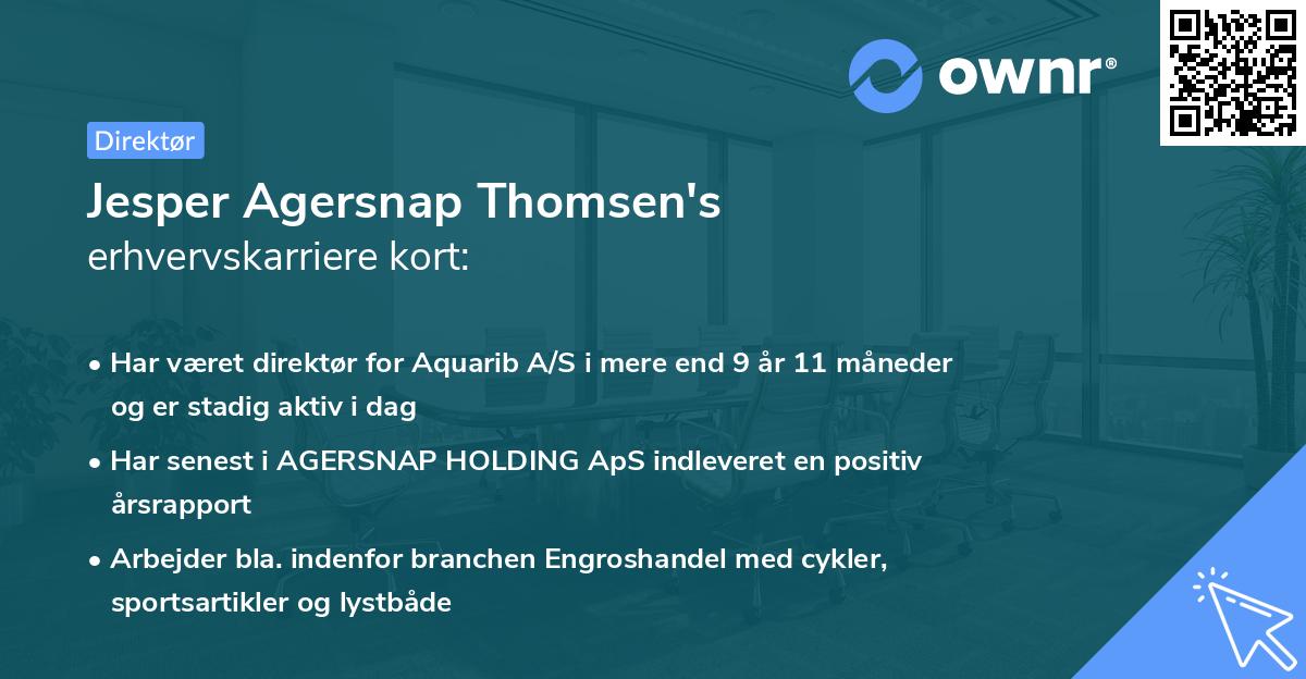 Jesper Agersnap Thomsen's erhvervskarriere kort
