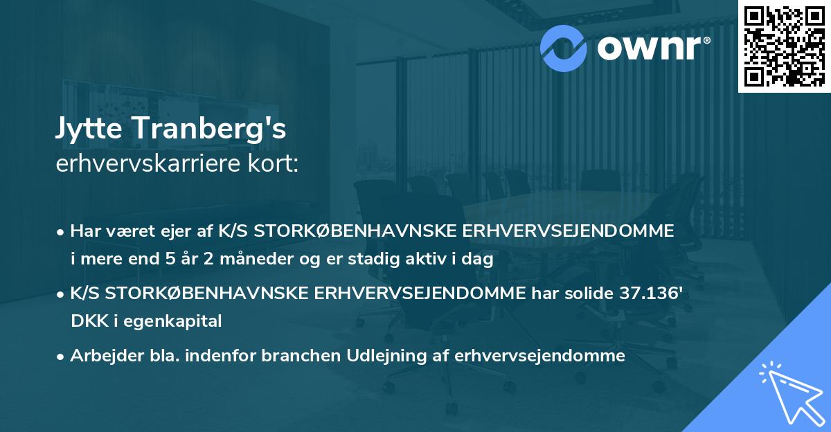 Jytte Tranberg's erhvervskarriere kort
