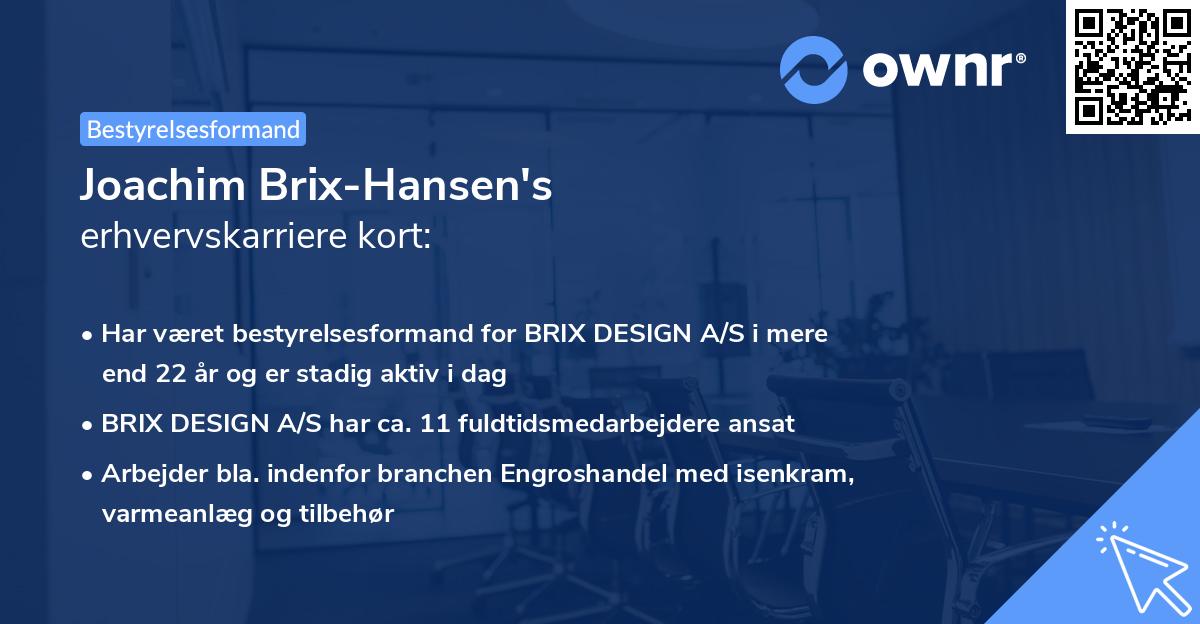 Joachim Brix-Hansen's erhvervskarriere kort