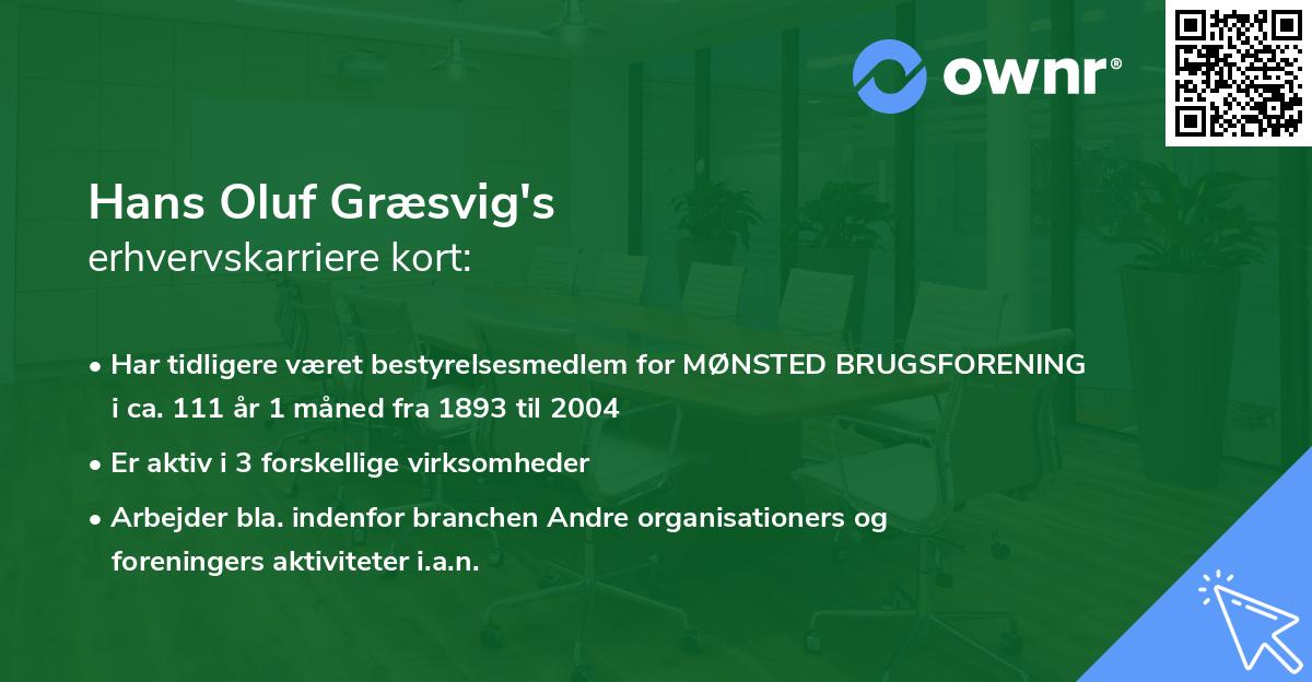 Hans Oluf Græsvig's erhvervskarriere kort