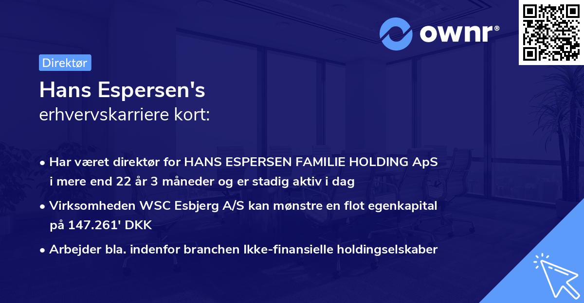 Hans Espersen's erhvervskarriere kort