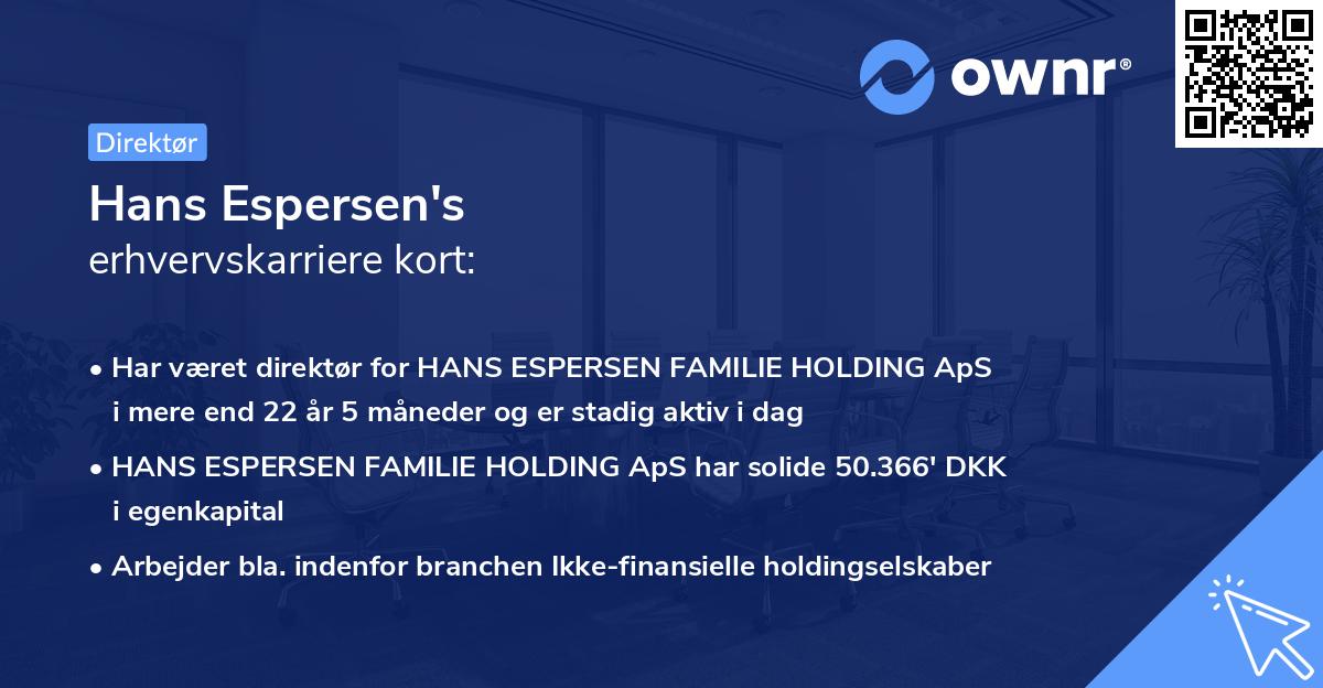 Hans Espersen's erhvervskarriere kort