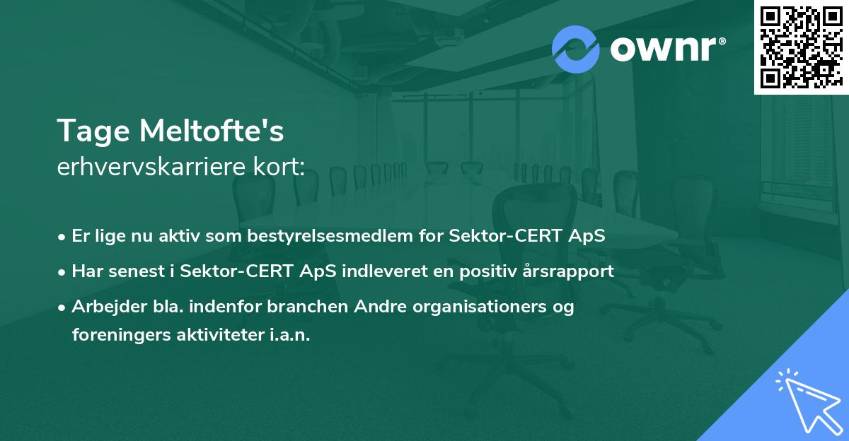 Tage Meltofte's erhvervskarriere kort