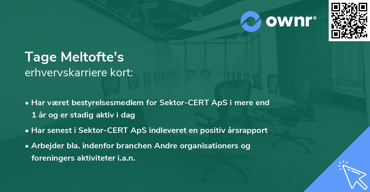 Tage Meltofte's erhvervskarriere kort