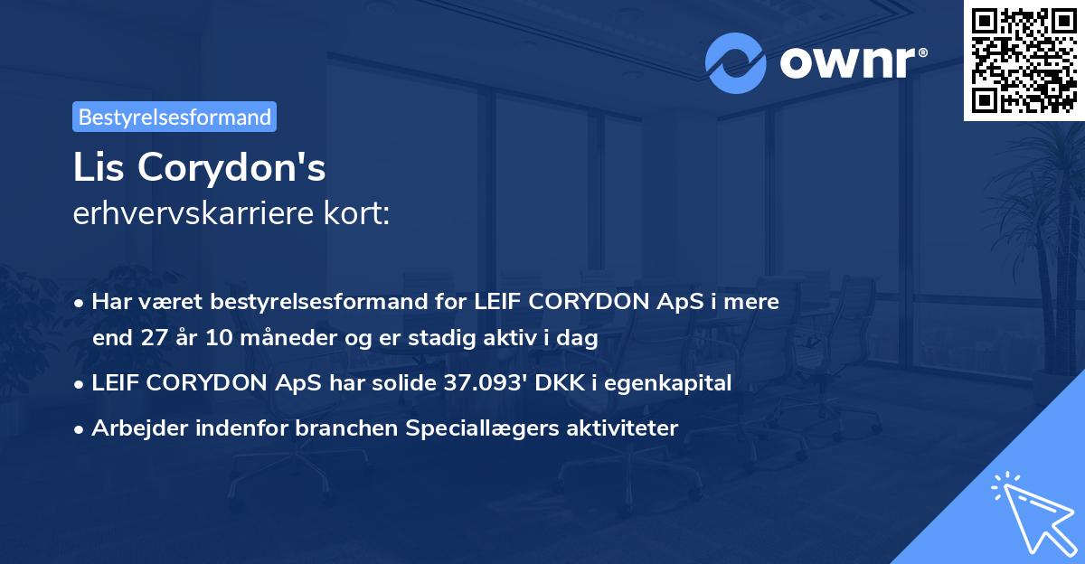 Lis Corydon's erhvervskarriere kort