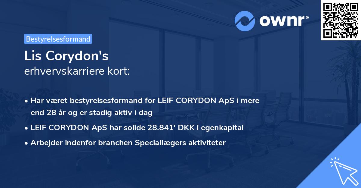 Lis Corydon's erhvervskarriere kort