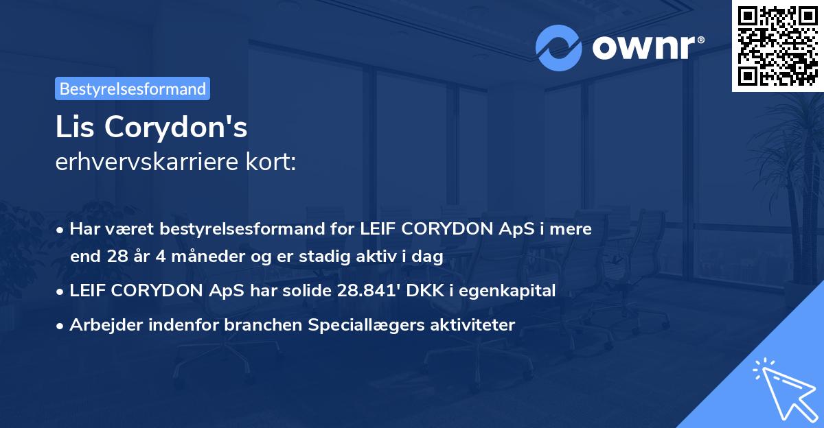 Lis Corydon's erhvervskarriere kort