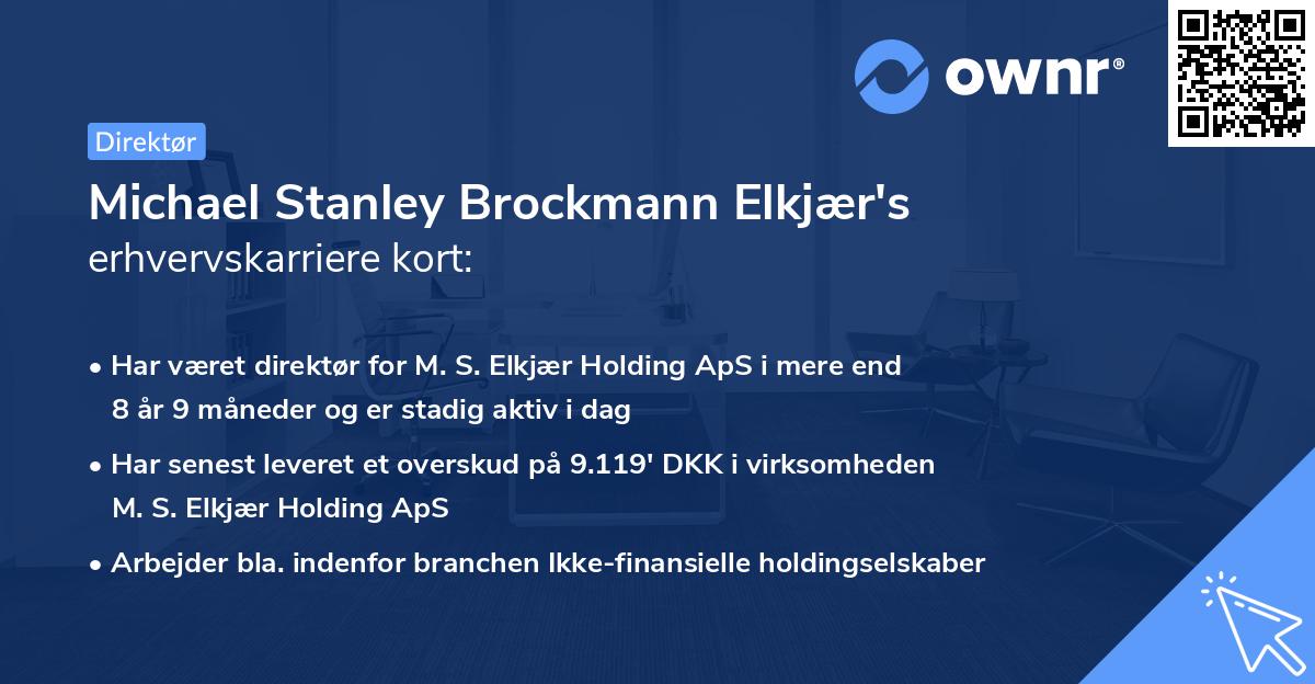 Michael Stanley Brockmann Elkjær's erhvervskarriere kort