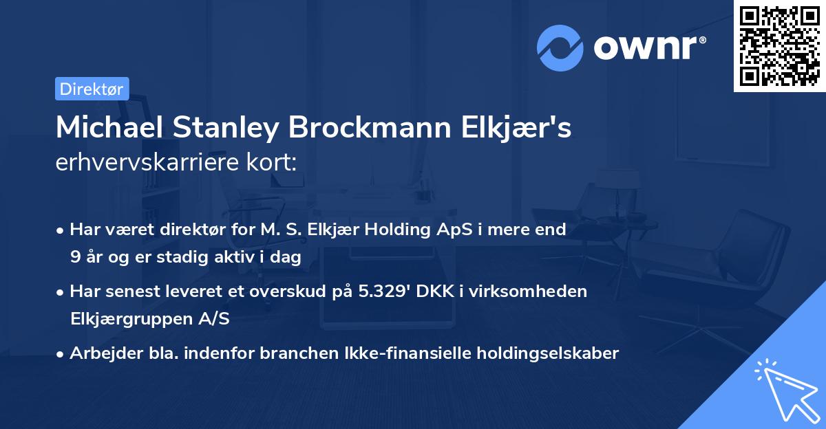 Michael Stanley Brockmann Elkjær's erhvervskarriere kort