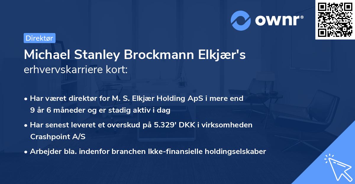 Michael Stanley Brockmann Elkjær's erhvervskarriere kort