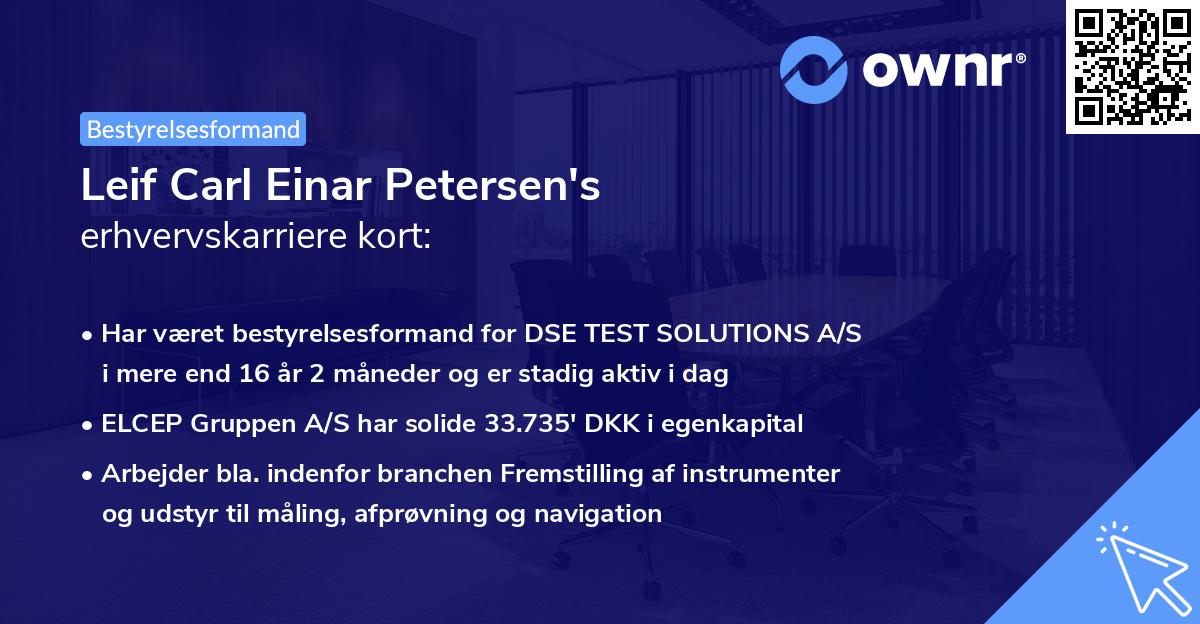 Leif Carl Einar Petersen's erhvervskarriere kort