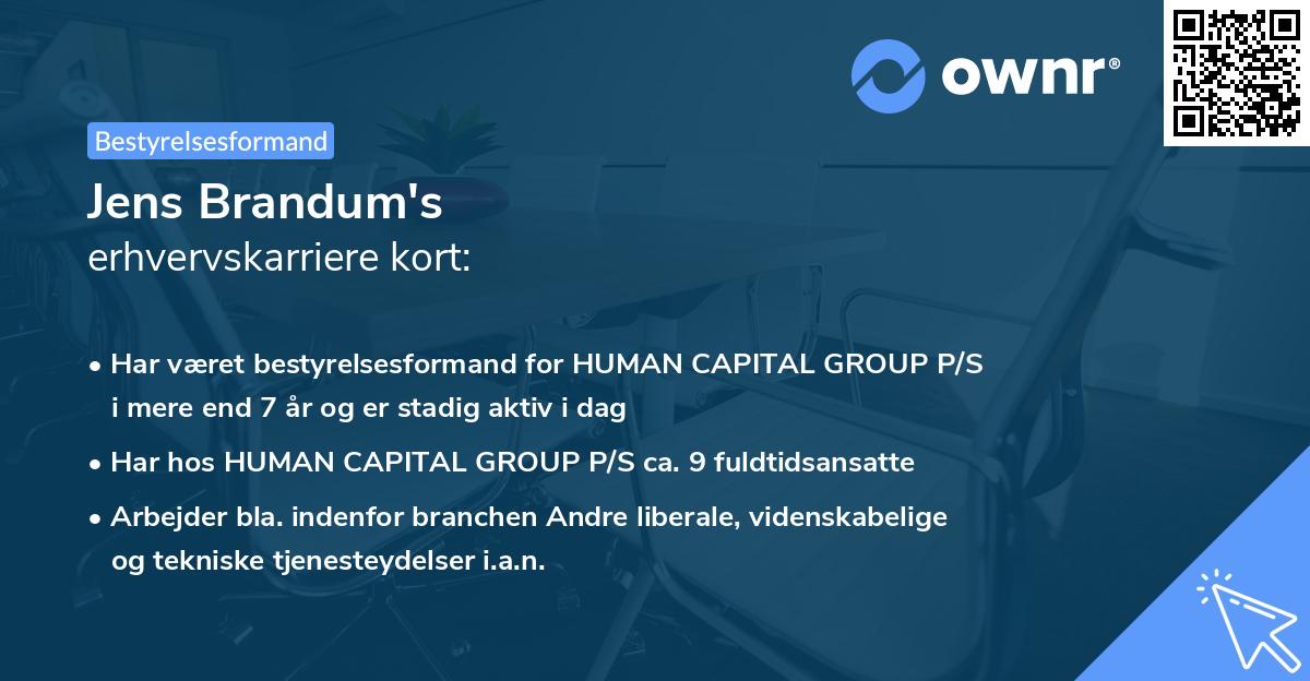 Jens Brandum's erhvervskarriere kort