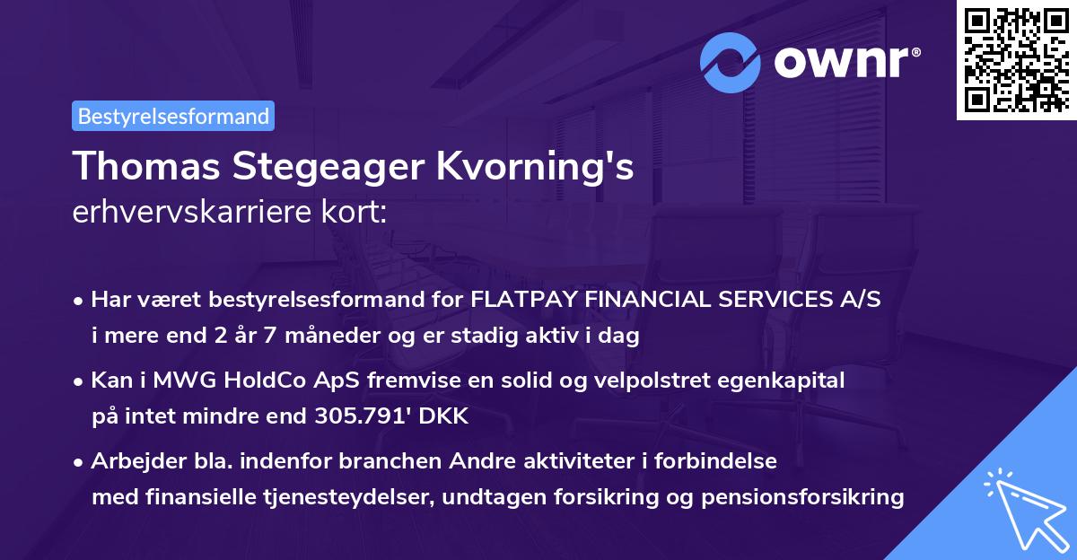Thomas Stegeager Kvorning's erhvervskarriere kort