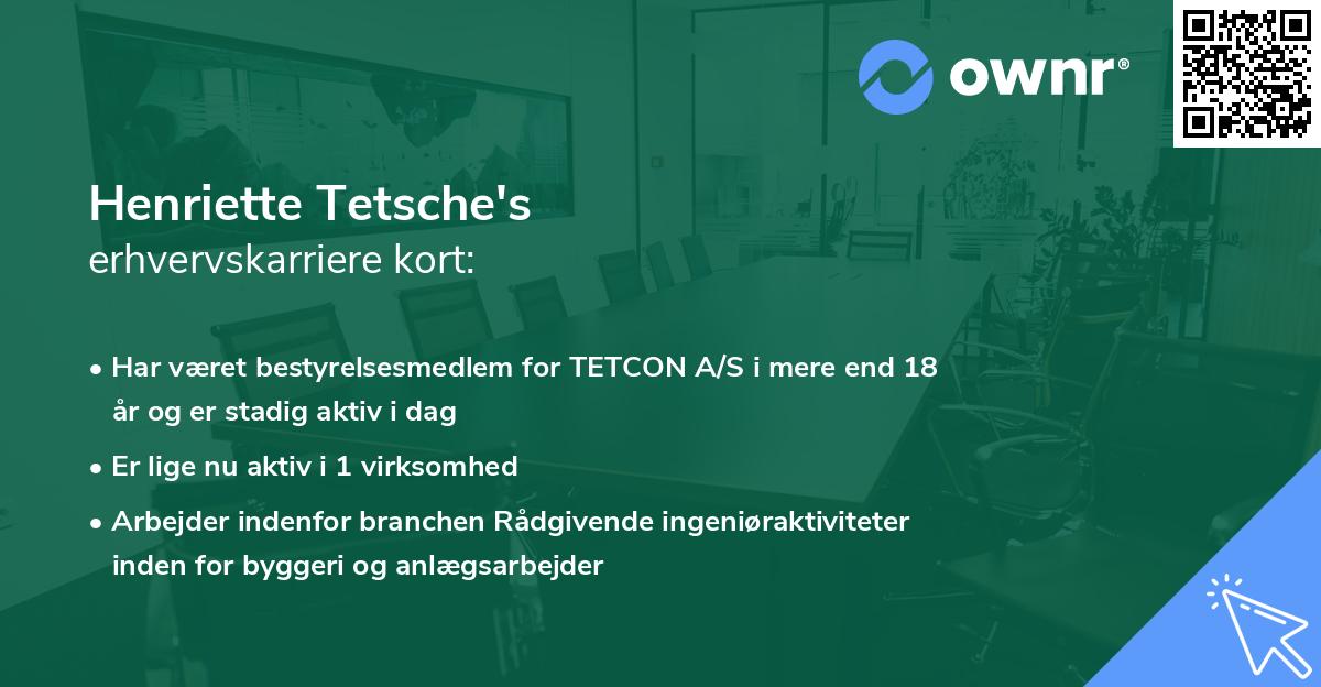 Henriette Tetsche's erhvervskarriere kort