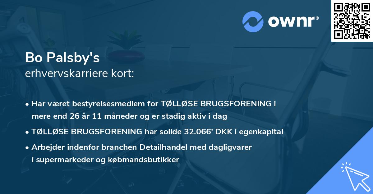 Bo Palsby's erhvervskarriere kort
