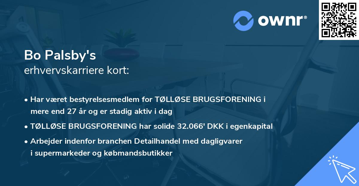 Bo Palsby's erhvervskarriere kort
