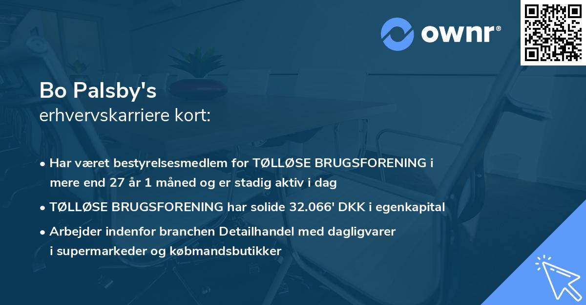 Bo Palsby's erhvervskarriere kort