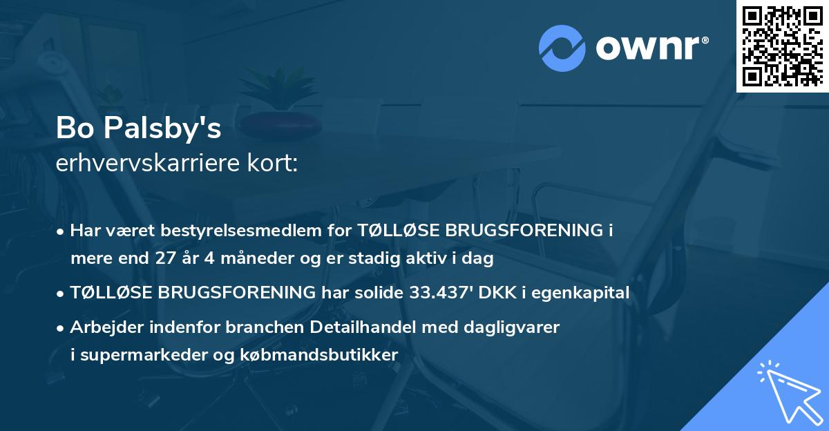 Bo Palsby's erhvervskarriere kort