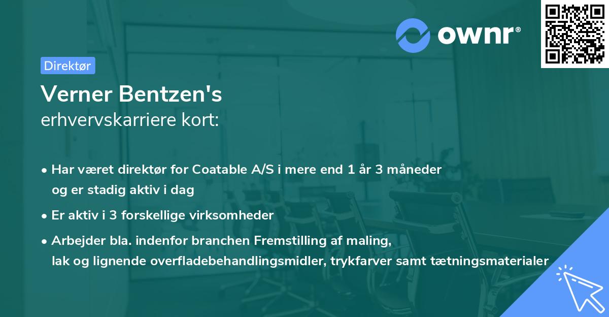 Verner Bentzen's erhvervskarriere kort