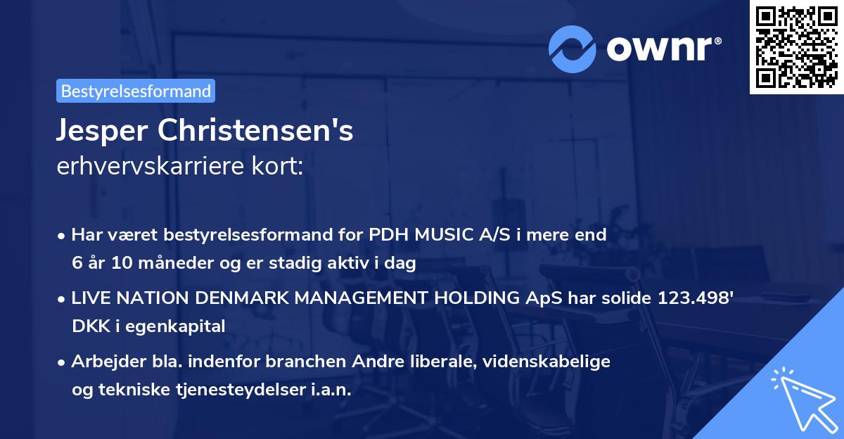 Jesper Christensen's erhvervskarriere kort