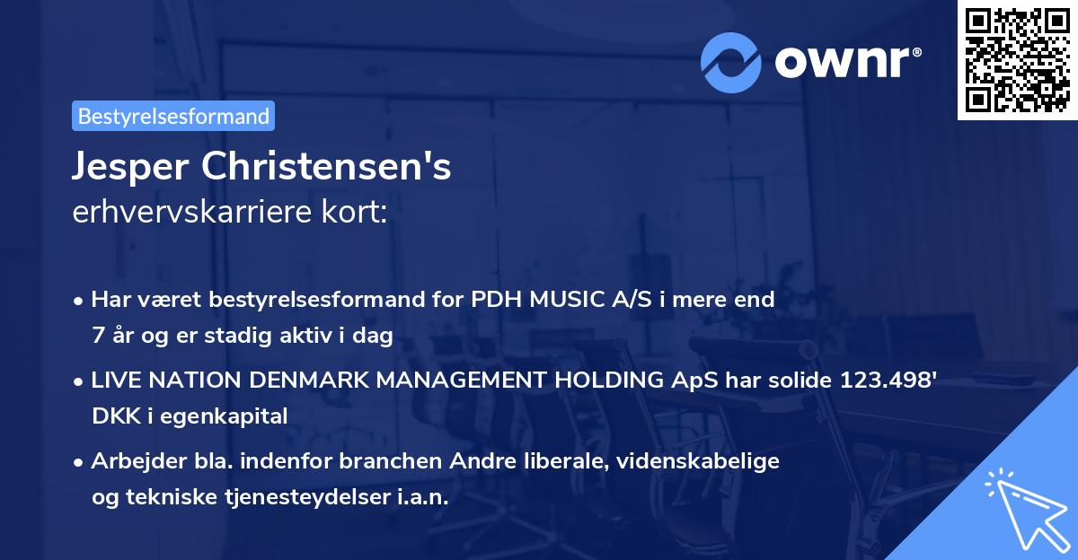 Jesper Christensen's erhvervskarriere kort