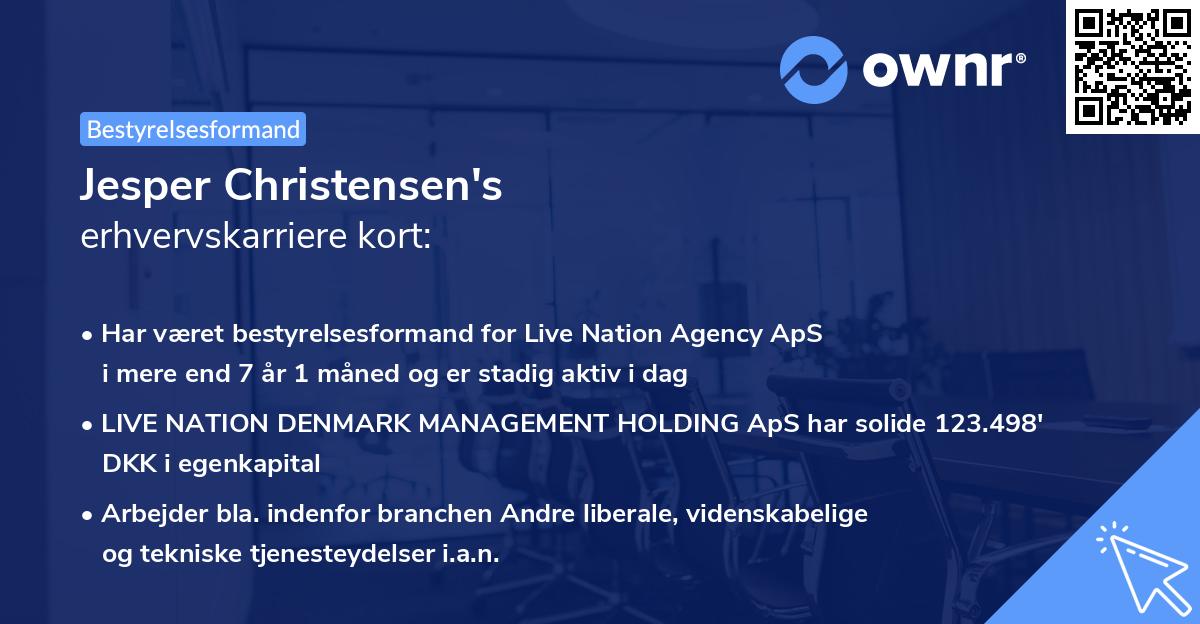 Jesper Christensen's erhvervskarriere kort