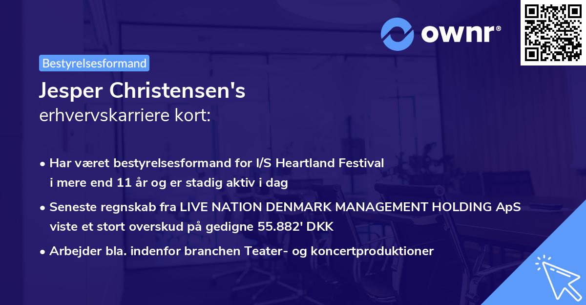 Jesper Christensen's erhvervskarriere kort
