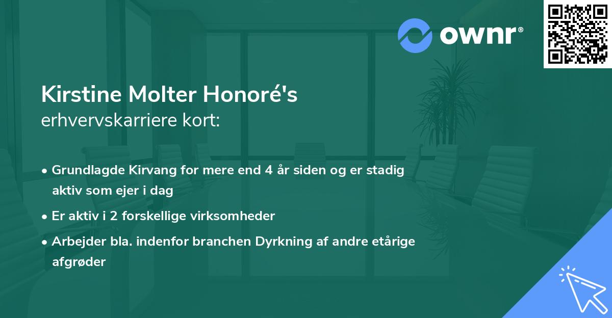 Kirstine Molter Honoré's erhvervskarriere kort