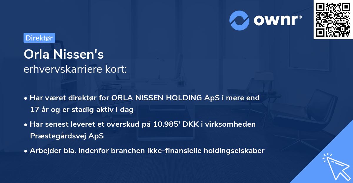 Orla Nissen's erhvervskarriere kort