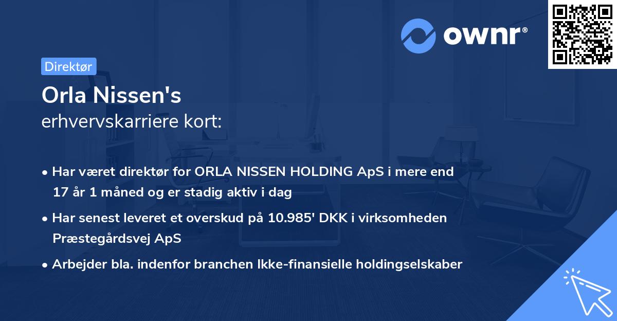 Orla Nissen's erhvervskarriere kort