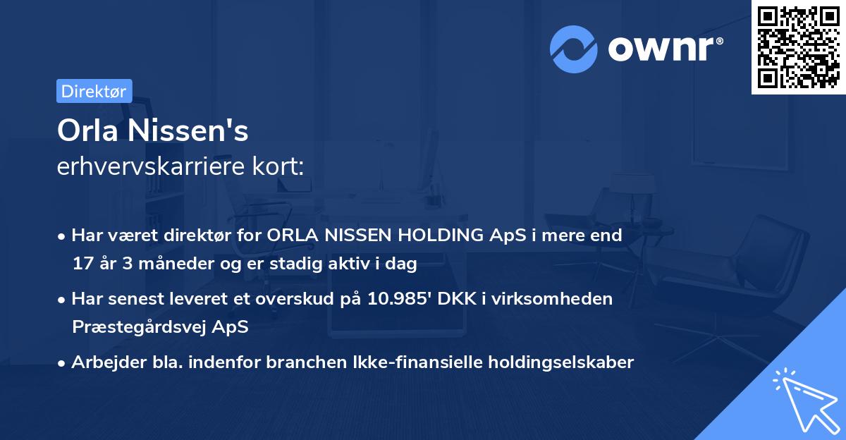 Orla Nissen's erhvervskarriere kort