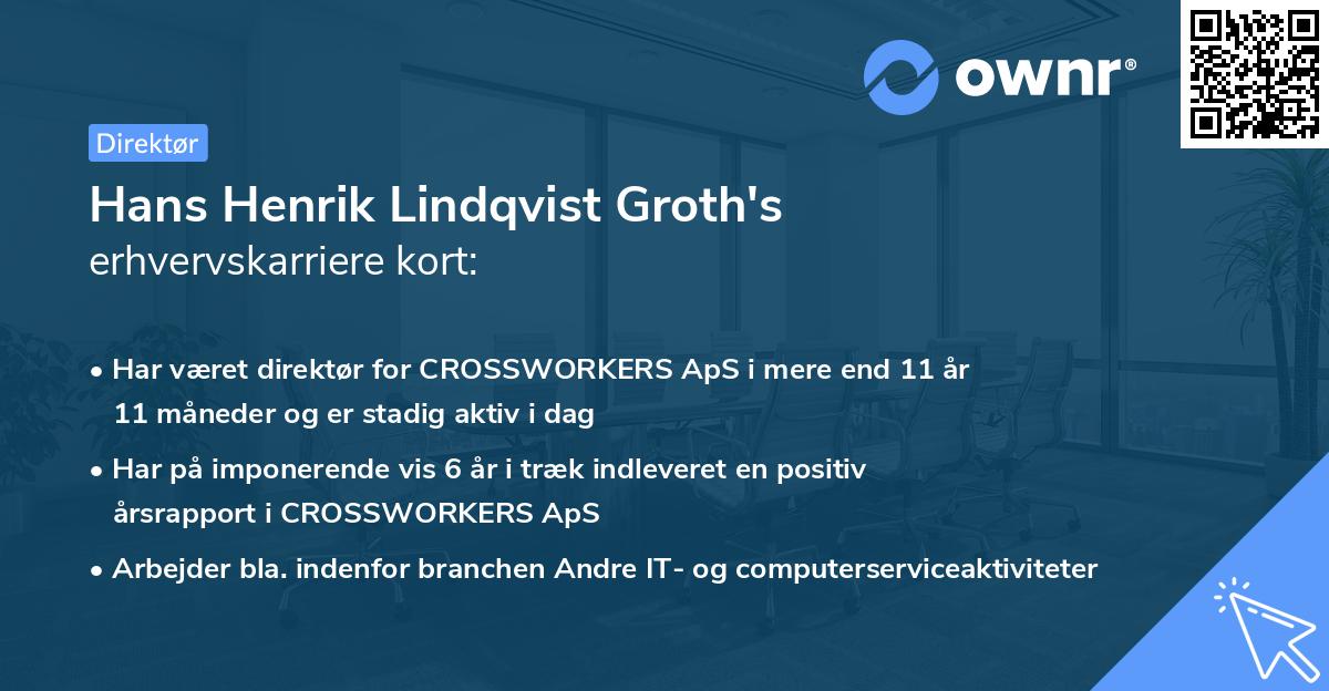 Hans Henrik Lindqvist Groth's erhvervskarriere kort