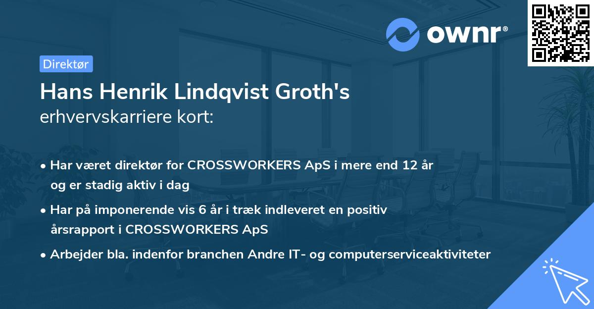 Hans Henrik Lindqvist Groth's erhvervskarriere kort